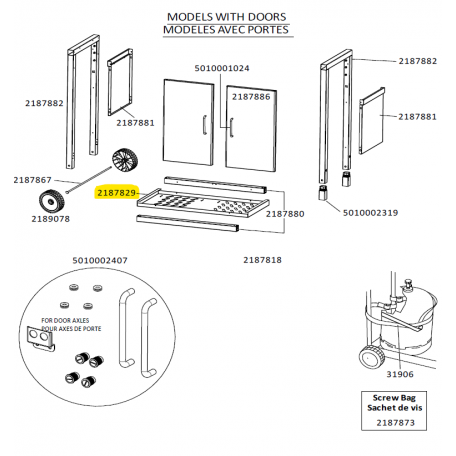 Châssis (modèles avec portes) barbecue CAMPINGAZ 2187829