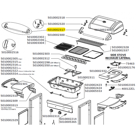 Kit poignée couvercle barbecue CAMPINGAZ 5010002317