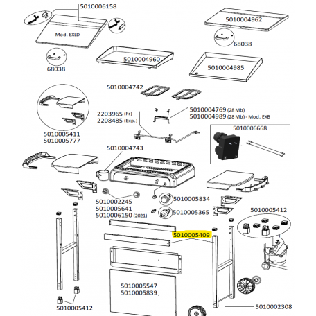 Tube chariot + support cuve plancha CAMPINGAZ 5010005409